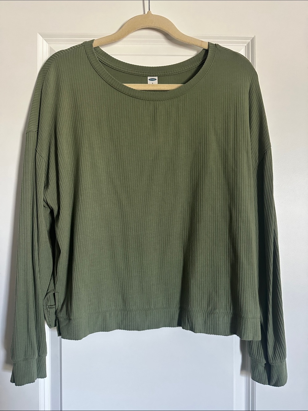 Old Navy Olive Green Ribbed Long Sleeve Top